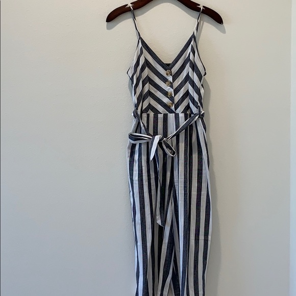 derek heart striped jumpsuit